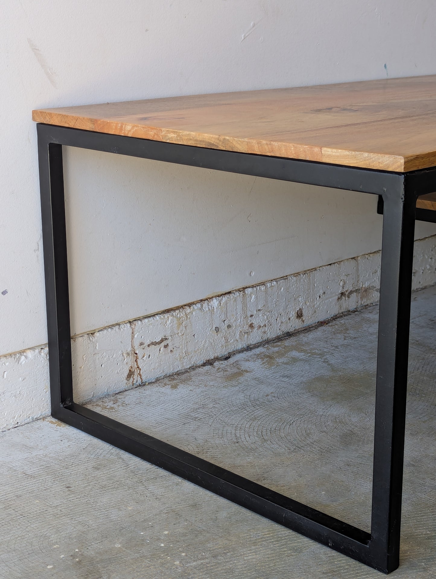 Industrial Coffee Table with Side Shelf