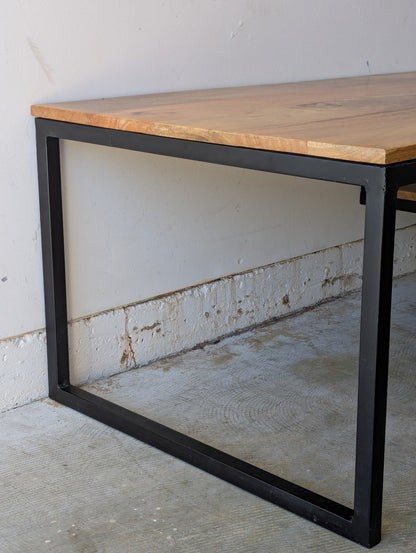 Industrial Coffee Table with Side Shelf