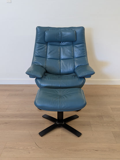 Natuzzi Italia Re-Vive Quilted King 600K Swivel Chair + Ottoman