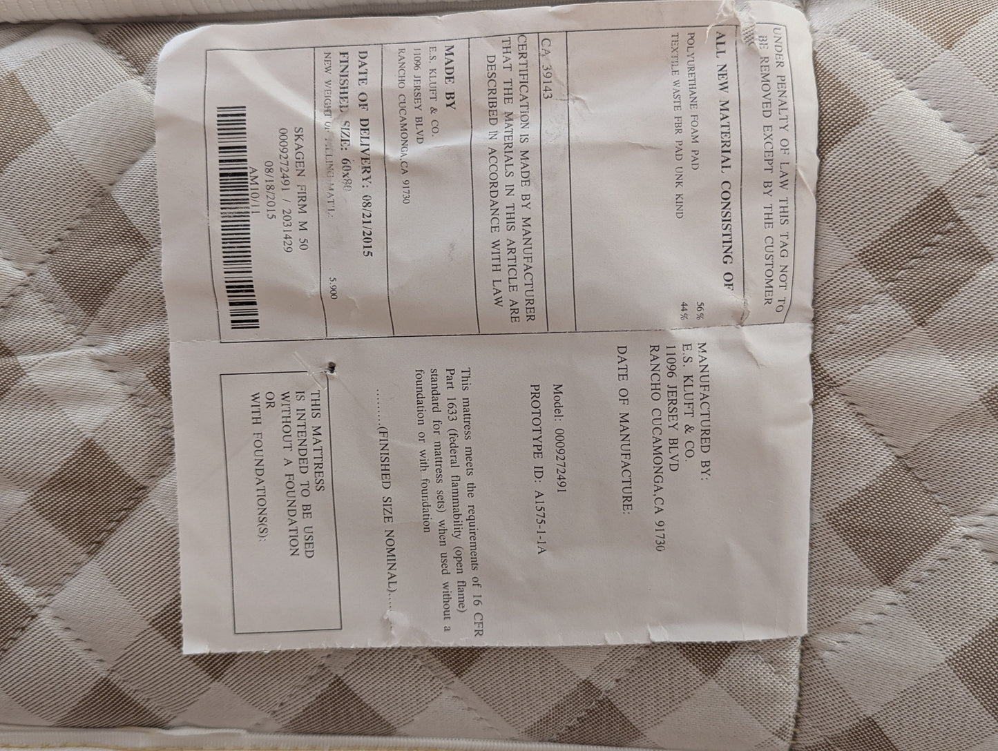 Kluft and Company Skagen Firm Mattress