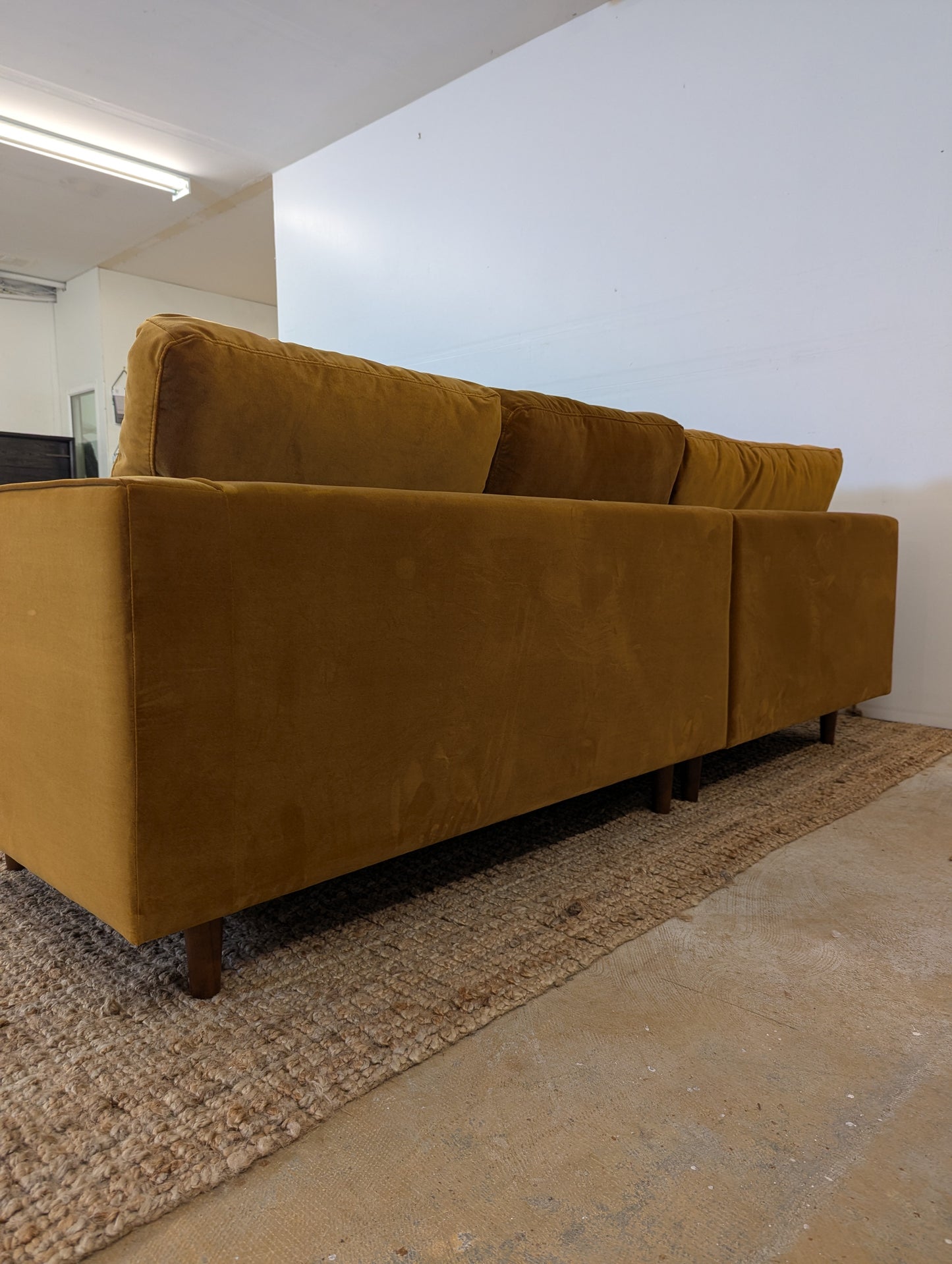 Article Sven 91" Tufted Velvet Corner Sectional - Plush Pacific Ginger