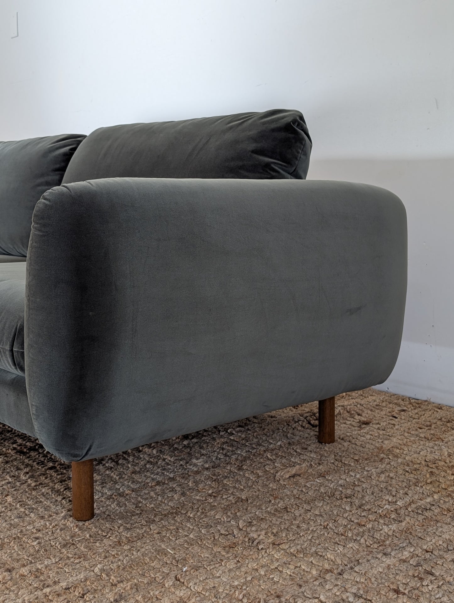 Article Sanders 85.5" Velvet Sofa - Plush Pacific Green