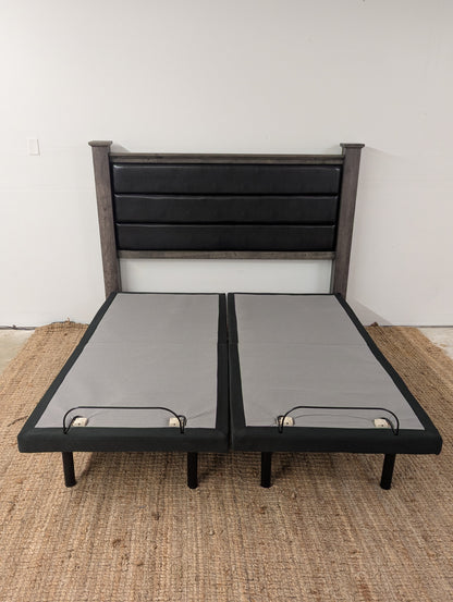 Ghost Bed Dual Adjustable Base and Rustic Headboard
