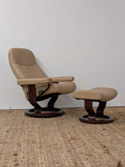 Ekornes Stressless Consul Reclining Chair + Ottoman