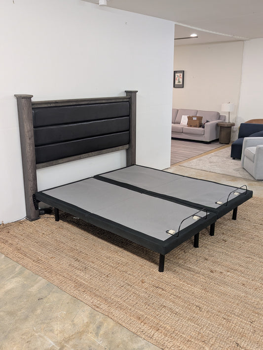 Ghost Bed Dual Adjustable Base and Rustic Headboard